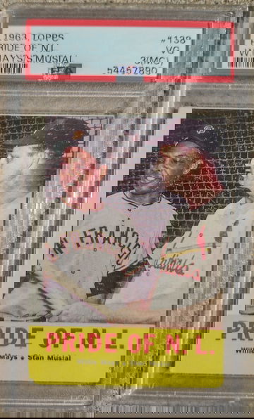 1963 Topps Pride of NL Mays/Musial PSA 3 (MC)