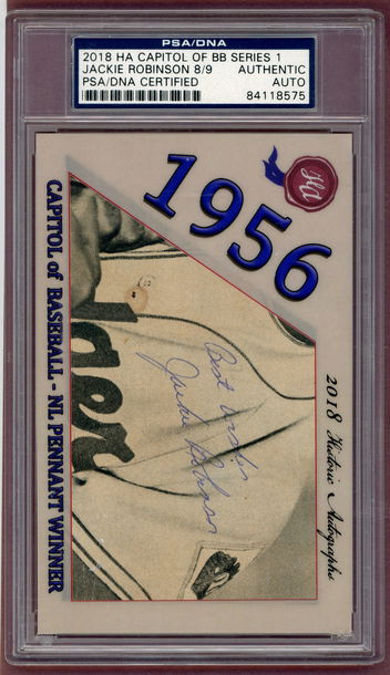 2018 HISTORIC AUTOGRAPHS CAPITOL OF BB SERIES 1 JACKIE ROBINSON AUTO NUMBERED 8/9