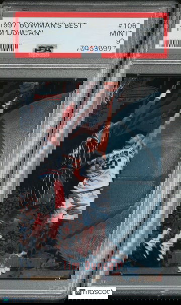 Tim Duncan 1997 Bowman's Best #106 San Antonio Spurs Rookie RC - PSA 9