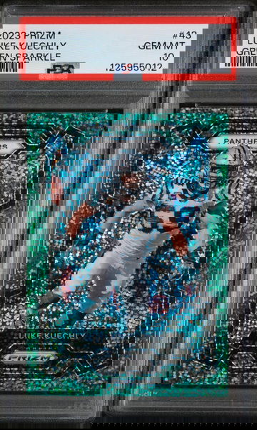 2023 Panini Prizm Green Sparkle Luke Kuechly #43 /8 PSA 10