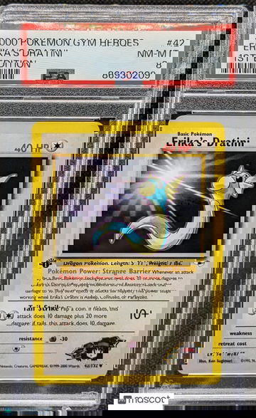 2000 Pokemon Gym Heroes Erika's Dratini #42 1st Edition PSA 8