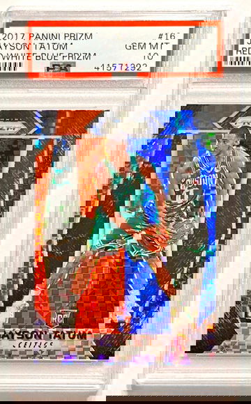2017-18 Panini Prizm Jayson Tatum #16 Red White & Blue Prizm Rookie PSA 10