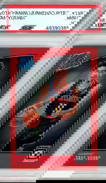 2018 PANINI DONRUSS OPTIC TRAE YOUNG #198 RED 68 OF 99 ROOKIE RC PSA 9 MINT