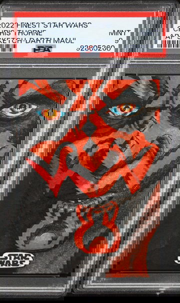 2022 TOPPS FINEST STAR WARS CHRIS THORNE - DARTH MAUL SKETCH PSA 9