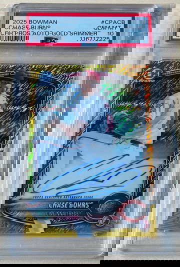 2025 Bowman Chase Burns Gold Shimmer Auto /50 PSA 10