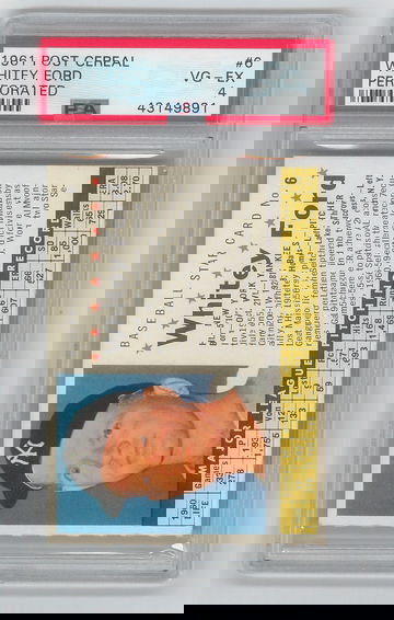 1961 POST CEREAL #6 WHITEY FORD PERFORATED PSA 4 VC - EX