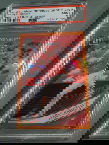 MIKE TROUT 2018 OPTIC ORANGE #' D 36/199 PSA 9