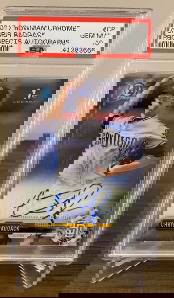 CHRIS PADDACK 2017 Bowman Chrome Base Auto PSA 10 GEM MINT