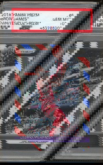 2018 Panini Prizm Lebron James Red/White/Blue Prizm PSA 10