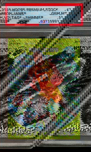 2019 HOOPS PREMIUM STOCK LEBRON JAMES HIGH VOLTAGE GOLD SHIMMER PSA 10