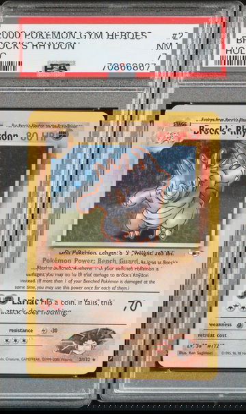 2000 Pokemon Gym Heroes Holo Brock's Rhydon #2 PSA 7