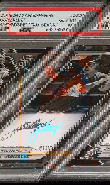 2024 Bowman Sapphire Black JD Gonzalez #JGO Auto /10 PSA 10