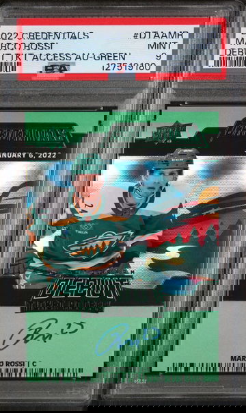 2022 Upper Deck Credentials Debut Ticket Access Autographs Green Marco Rossi #DTAAMR PSA 9