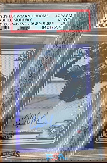 2020 Bowman Chrome Gabriel Moreno Purple Refractor Auto PSA 9