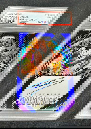2023 Shaquille O’Neal Panini Prizm Franchise Favorites Blue Auto 8/49 PSA 9 Signature Shaq O Neal