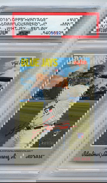 VLADIMIR GUERRERO 2019 Topps Heritage White Jersey Rookie Red INK /70 PSA 9 auto