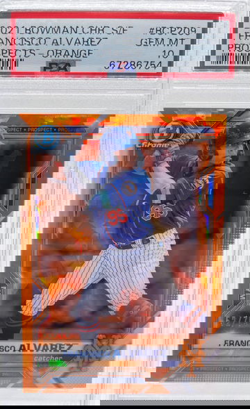 2021 Bowman Chrome Sapphire Francisco Alvarez RC Orange Refractor /75 PSA 10