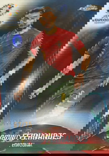 Bruno Fernandes 2024 Topps Chrome UEFA Euro Blue Lava /75 #56