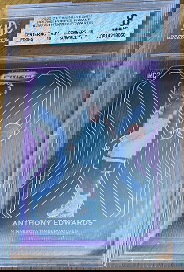 2020-21 Panini Prizm Anthony Edwards 258 Purple Wave Prizm BGS 8