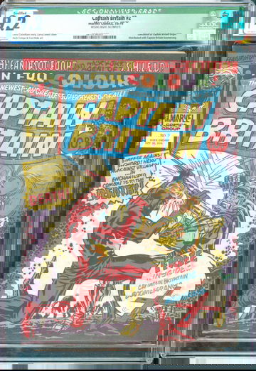 Captain Britain #2 (1976) CGC 9.2 -- O/w to white; Qualified grade; no boomerang