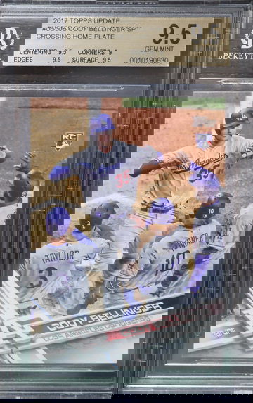 BGS 9.5 - 2017 TOPPS UPDATE CODY BELLINGER RC #US50B SP CROSSING HOME PLATE HIGH FIVE