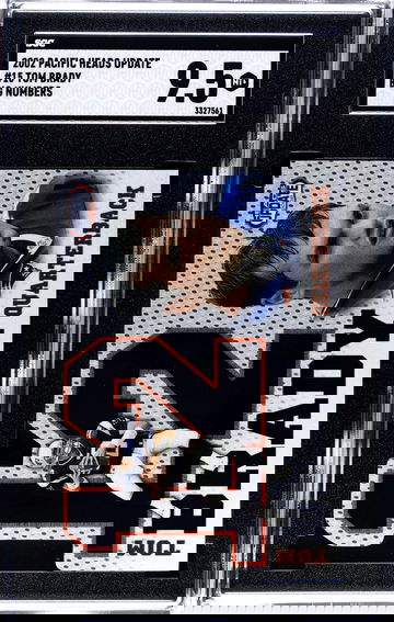 Tom brady 2002 pacific heads update big numbers 15  12 sgc 9.5 mint +