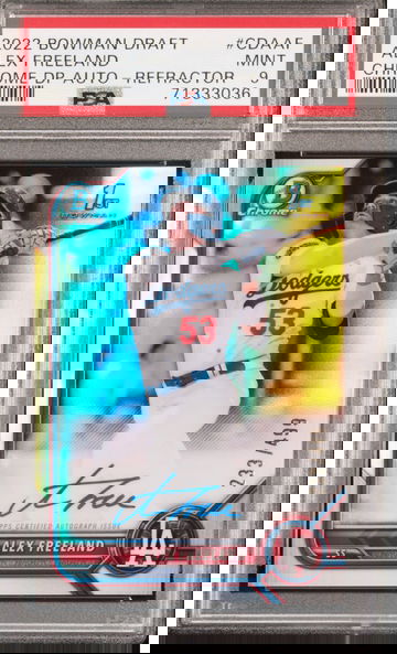 2022 Bowman Draft Alex Freeland Refractor Auto /499 PSA 9