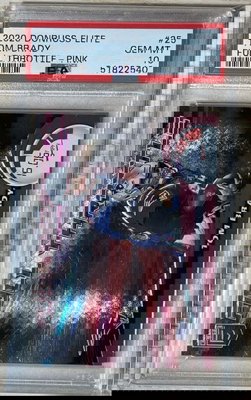 2020 Panini Donruss Elite Full Throttle Pink Prizm #25 Tom Brady PSA 10