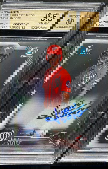 2016 1st Bowman Chrome JUAN SOTO Auto - BGS 9.5/10 - Gem Mint