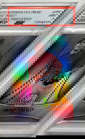 2010 Bowman Platinum Refractor Thick Stock Mike Trout PSA 9 Serial #914