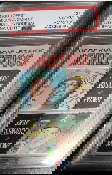 1970 Topps #21 Vida Blue & Gene Tenace RC PSA 4 Auto 10