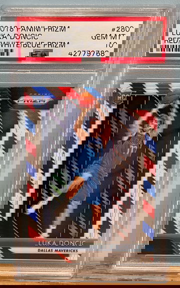 LUKA DONCIC 2018 Panini Prizm Red/White/Blue PSA 10