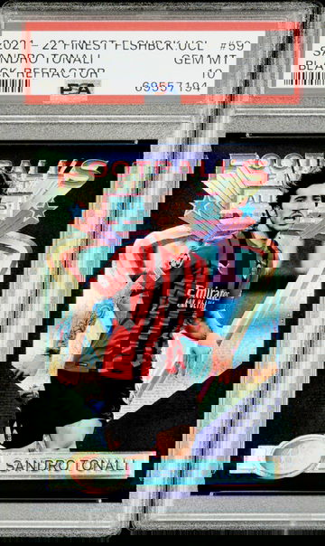 2022 Topps Finest Flashbacks UCL #59 Sandro Tonali Black Refractor #11/25 PSA 10