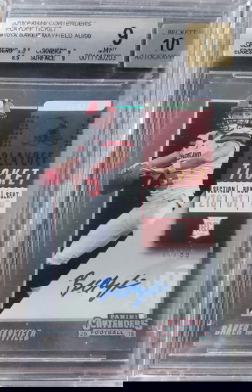 2018 Panini Contenders Rookie Ticket Auto Baker Mayfield #/99 BGS 9