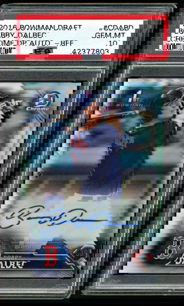 2016 Bowman Chrome BOBBY DALBEC Refractor Auto RC #373/499 PSA 10 Red Sox (Very Low POP)