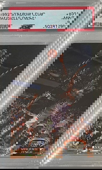 1992 Stadium Club Member's Choice Shaquille O'Neal ROOKIE RC #201 PSA 9 MINT