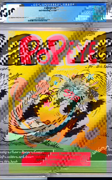 POPEYE #4 CGC 4.0 RARE GOLDEN AGE GEM BUD SAGENDORF STORY COVER & ART DELL 1949