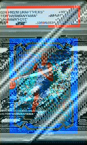 2024 Panini Prizm Draft Victor Wembanyama FOTL Blue Shimmer 11/19 SSP PSA 8 NMMT