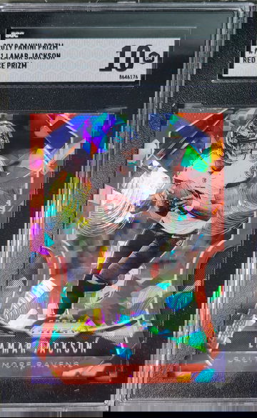 2019 Panini Prizm Lamar Jackson Red Cracked Ice SGC 10