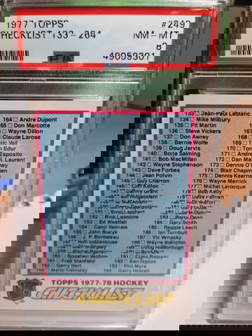 1977 Topps Hockey #249 PSA 8 Checklist Centered 