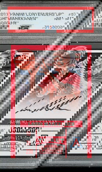 LAURI MARKKANEN 2017-18 CONTENDERS DRAFT ROOKIE COLLEGE TICKET AUTO PSA 8 NM-MT