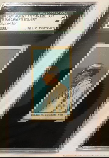 1915 AMERICAN CARMEL CO.,E106  CHIEF BENDER, STRIPED HAT AUTHENTIC 
