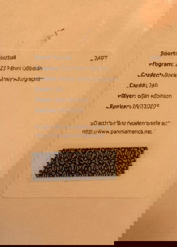 2023 Obsidian Bijan Robinson Rookie Jersey Autographs /199 #240 REDEMPTION