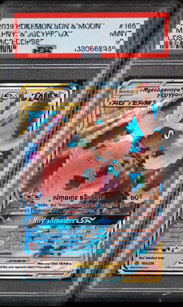 2019 Pokemon Sun and Moon Cosmic Eclipse Jigglypuff Gx/Mega Lopunny #165 /236 PSA 9