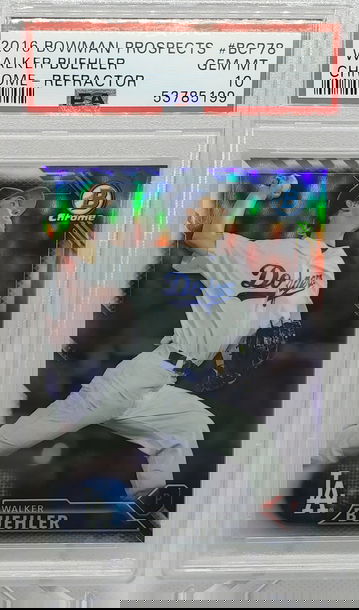 2016 Bowman Chrome Prospects #BCP78 Walker Buehler REFRACTOR #/499 PSA 10 LOW POP