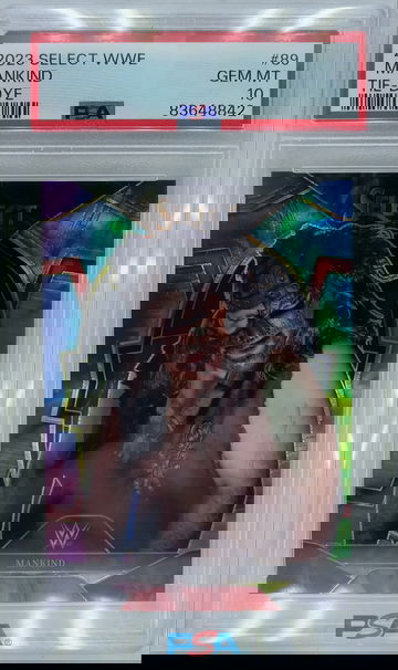 2023 Panini Select WWE Mankind Concourse Tie-Die /25 #89 PSA 10