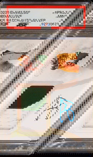 2020 Jordan Love Panini Flawless Silver Rookie Patch Auto RPA /20 PSA 9 Autograph RC SP Autograph Jersey