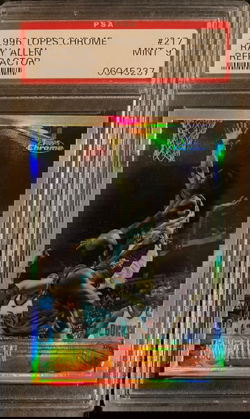 1996 Topps Chrome Refractor #217 Ray Allen Rookie RC HOF PSA 9 MINT Rare