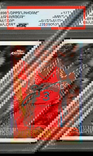 1996 Topps Chrome Allen Iverson refractor signed psa 9 none higher