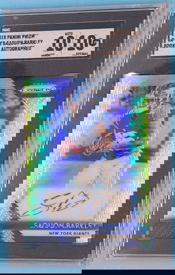 Saquon Barkley 2018 Prizm Rookie Autograph Silver SGC 10 10 - POP 2